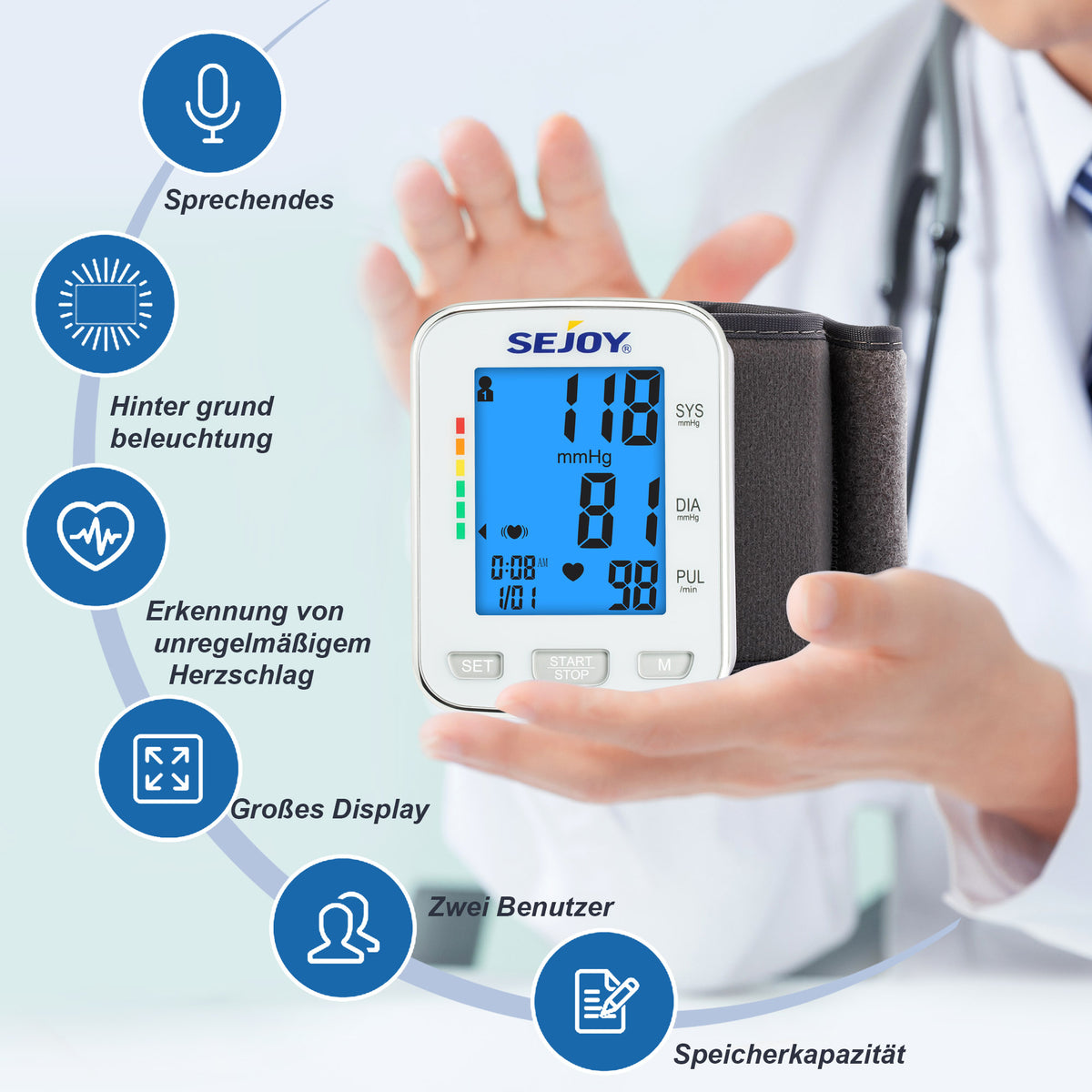 Home Digital Blood Pressure Monitor Bluetooth Upper Arm DBP-6196