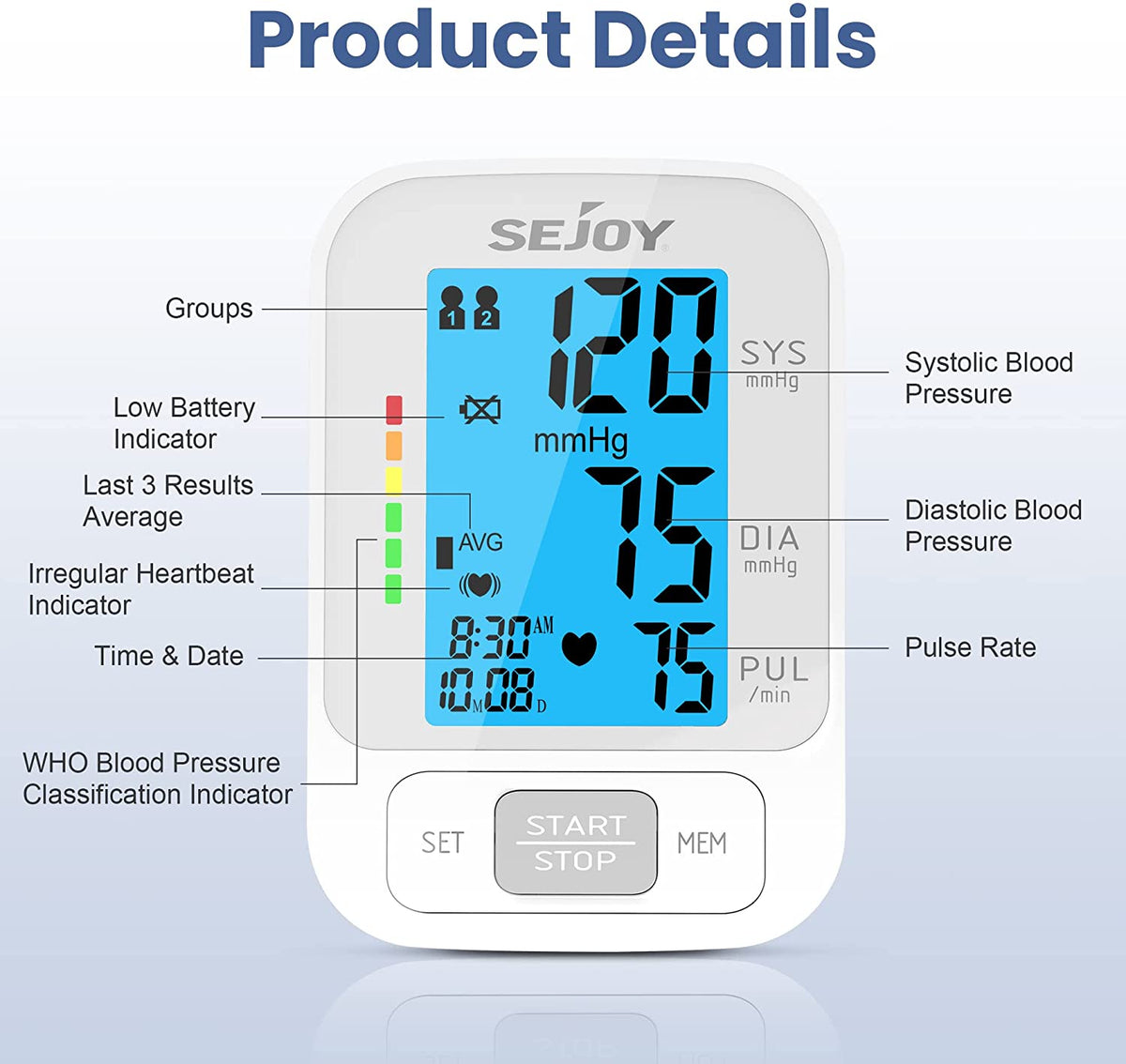 Professional Home Personal Upper Arm Blood Pressure Monitor DBP