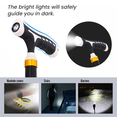 LED Lighting Foldable Walking Stick GZ1011-BL health&household SEJOY Store   
