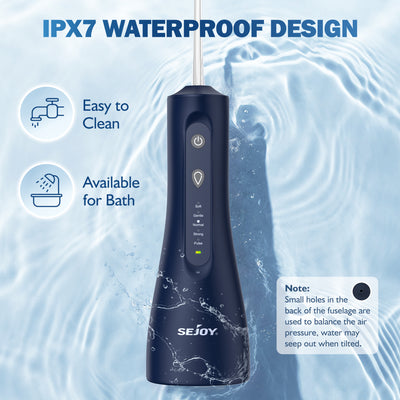 SEJOY C10S Cordless Water Flosser – 5 Modes, 8 Jet Tips, 1800mAh Battery – Black