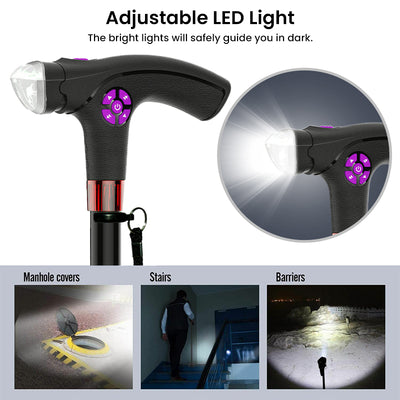 LED rotatable Lighting Foldable Walking Stick KTJ-678F health&household SEJOY Store   