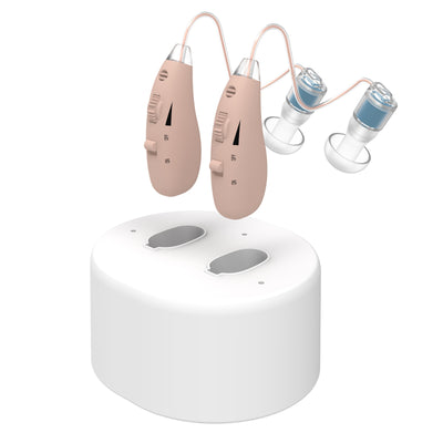 Rechargeable Hearing Aids ZTQ-ENT100 Single & Pair Hearing Aids SEJOY Store Pair skin color-white charging base  