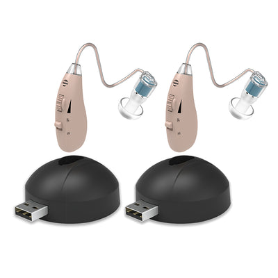 Rechargeable Hearing Aids ZTQ-ENT100 Single & Pair Hearing Aids SEJOY Store Pair-skin color-black charging base  