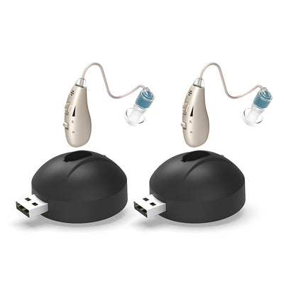 Rechargeable Hearing Aids ZTQ-ENT100 Single & Pair Hearing Aids SEJOY Store Pair-champagne gold  