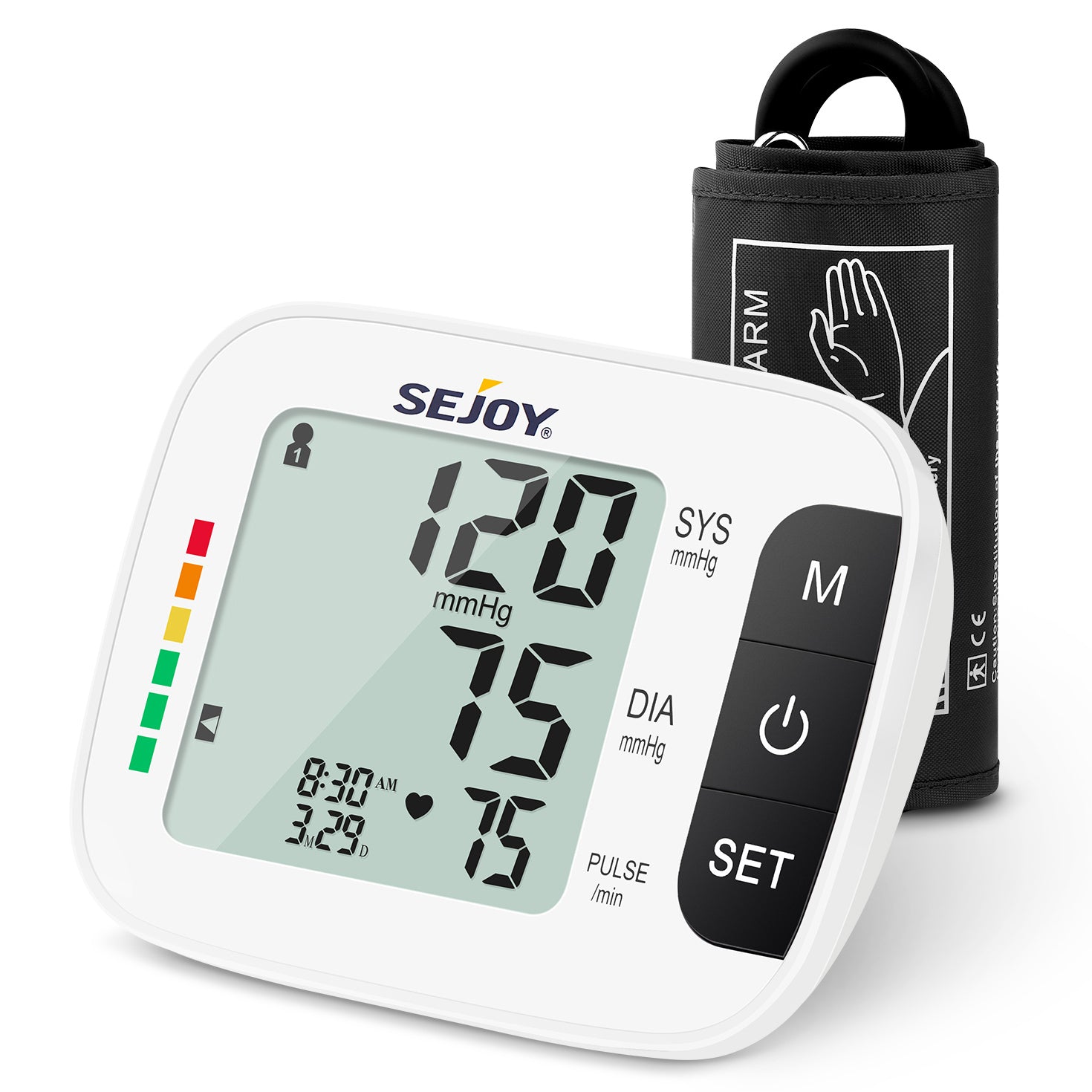 Sejoy Upper Arm Blood Pressure Monitor,BP Machine with Extra Large Cuff  Backlit Screen Display for Home Use, Accurate Automatic Digital Irregular  Heartbeat Detector,2x60 Memories, Gift,Voice 
