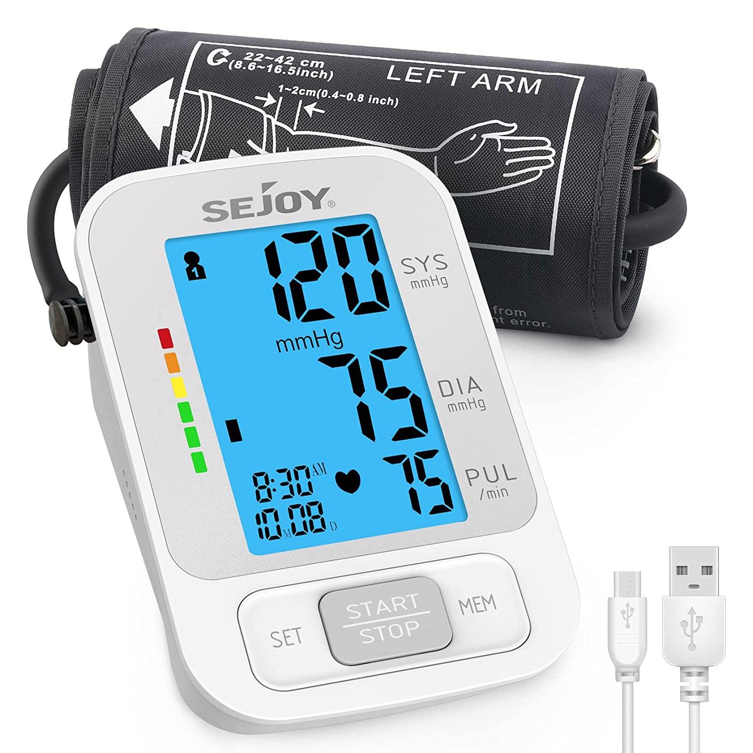 Blood Pressure Monitor XL Wrist Cuff 5.3-8.5 Inches, Automatic Accurate BP  Monitor with Large Screen Display, 120 Reading Memory, Irregular Heartbeat  Detector, Home Use Digital Blood-Pressure Machine 