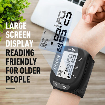 Blood Pressure Machine,Wrist Blood Pressure Monitor Digital Automatic BP Cuff Monitors Purple with Irregular Heartbeat Detection Large Display 120