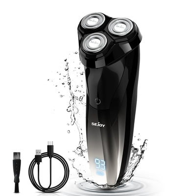 Men' Electric Shaver 3D Rotary Razor with Pop-up Sideburn Trimmer Black Trimmers & Groomers SEJOY Store   