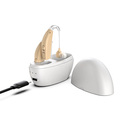 Rechargeable Behind-the-ear Hearing Aids ZTQ-100A Hearing Aids SEJOY Store Beige Earphone+White Charging Box  
