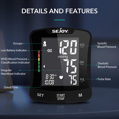 Wrist Blood Pressure Monitor DBP-2208-BLA2 Wrist Blood Pressure Monitors SEJOY Store   
