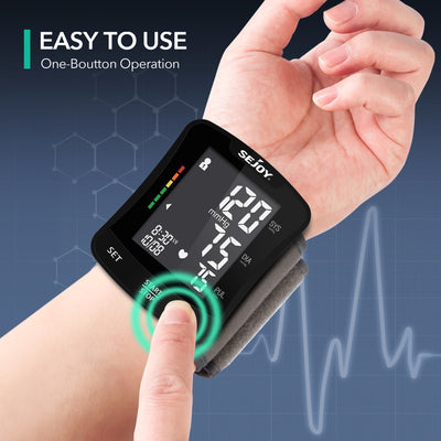 Blood Pressure Monitor XL Wrist Cuff 5.3-8.5 inch, Automatic Accurate BP  Machine, Large Screen Display, 120 Reading Memory, Irregular Heartbeat  Detector, Home Use Digital Blood-Pressure Monitor