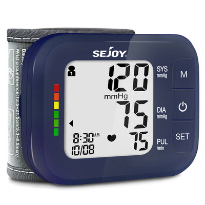 Wrist Blood Pressure Monitor with Large LCD Display DBP-2261 Wrist Blood Pressure Monitors SEJOY Store Blue  