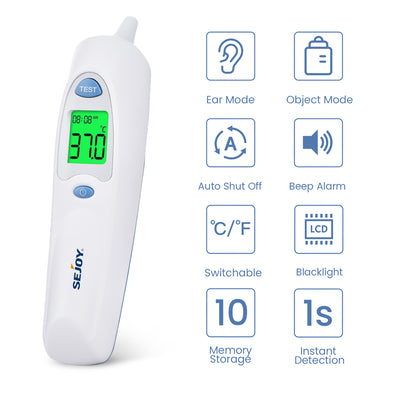 Digital Ear Thermometer, Infrared Thermometer Ear/Forehead Thermometers SEJOY Store   