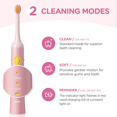 Kids Sonic Electric Toothbrush - Pink Powered Toothbrushes & Accessories SEJOY Store   