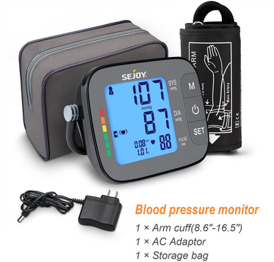Blood Pressure Monitor XL Wrist Cuff 5.3-8.5 inch, Automatic Accurate BP  Machine, Large Screen Display