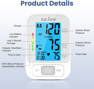 Automatic Upper Arm Blood Pressure Machine DBP-1383 – SEJOY Store