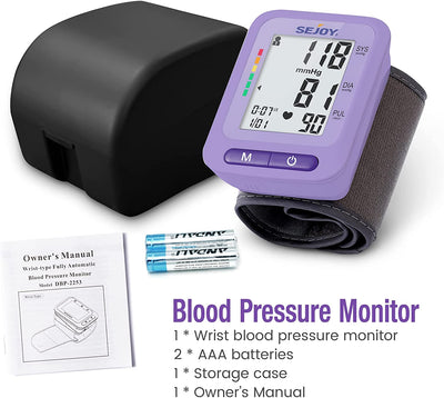 Blood Pressure Monitor XL Wrist Cuff 5.3-8.5 inch, Automatic Accurate BP  Machine, Large Screen Display