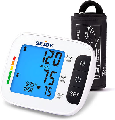 Blood Pressure Monitor BP Machine Upper Arm Large Backlit Screen Big  Numbers Easy to Read & Adjustable Cuff & Storage Bag