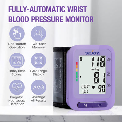 Blood Pressure Monitor-Wrist Cuff Automatic Digital Blood Pressure Meter,  Accurate BP Machine for Home Use, Large Display, Hypertension & Irregular  Heartbeat Detector 