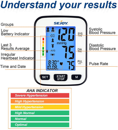 Automatic Upper Arm Blood Pressure Machine DBP-1359-WHI – SEJOY Store