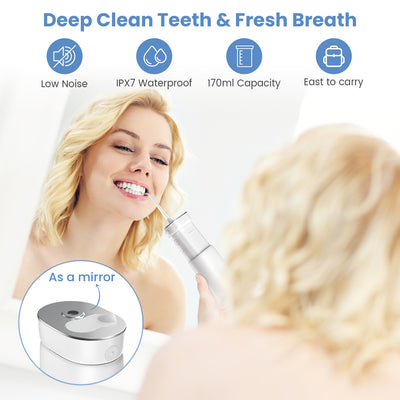Portable Dental Oral Irrigator White 170ml With 3 Modes 5 Jet Tips Power Flossers & Irrigator Accessories SEJOY Store   