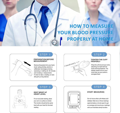 Automatic Blood Pressure Monitor With Portable Case Irregular Heartbeat Bp  And Adjustable Wrist Cuff Perfect For Health Monitoring