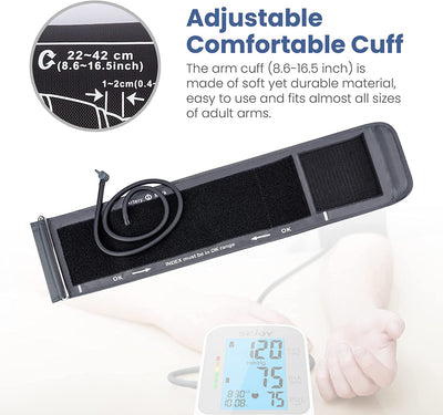 Automatic Digital Upper Arm Blood Pressure Monitor with Cuff fits