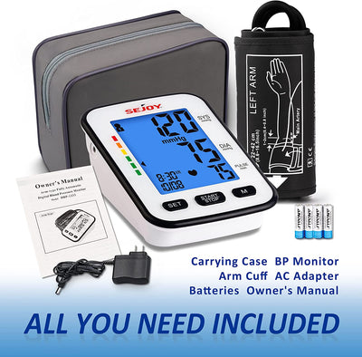 Automatic Blood Pressure Monitor, Upper Arm Large Adjustable Cuff, Backlit  Display, English and Spanish Voice Broadcast, Accurate Irregular Heartbeat  & Hypertension Detector, Digital BP Machine 