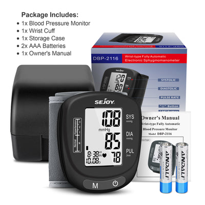 Wrist Blood Pressure Monitor DBP-2116-BLA Wrist Blood Pressure Monitors SEJOY Store   